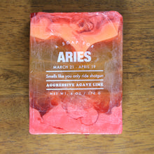 Load image into Gallery viewer, whiskey river soap co. pink and coral marbled soap for aries