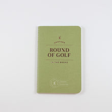 Load image into Gallery viewer, Small green passport journal from Letterfolk with gold print that reads "Another Round of Golf in the Books"