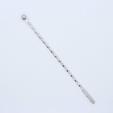 Load image into Gallery viewer, silver swizzle stick with twisted design, on a white background