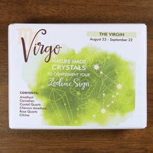 Load image into Gallery viewer, Rock Paradise Virgo nature made zodiac crystals box