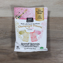 Load image into Gallery viewer, project 7 champagne dreams gourmet gummies in white and pink bag from dearly beloved wedding gift box