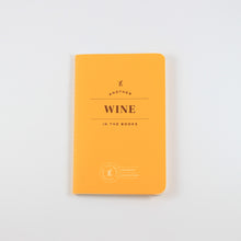 Load image into Gallery viewer, Small yellow passport journal from Letterfolk with gold print that says &quot;Another wine in the books&quot;