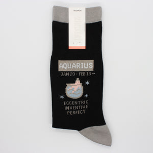 aquarius socks: black crew socks with grey accents