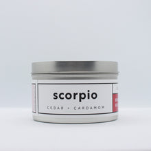 Load image into Gallery viewer, Scorpio travel tin candle from Prosperity Candle.